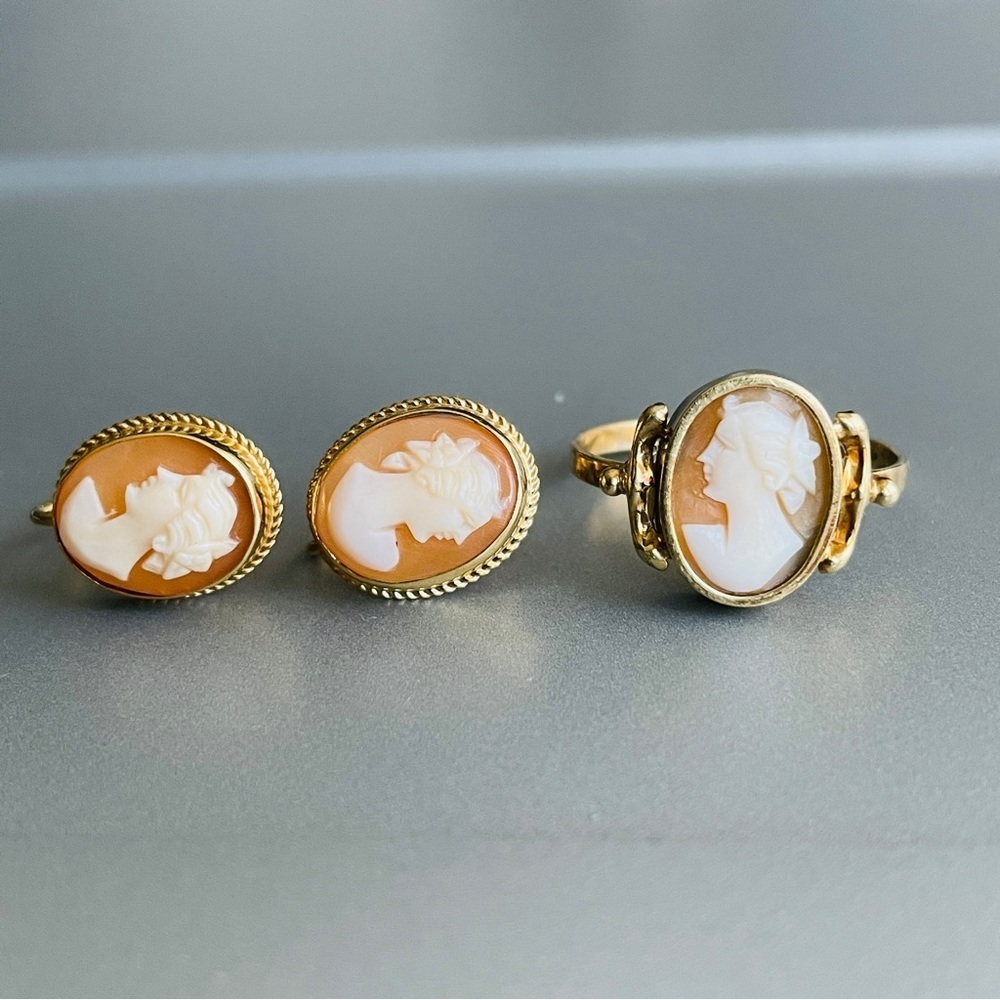 Vintage 14k Gold Carved Shell Cameo Ring - Picture 10 of 10